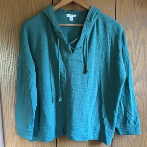 J. Jill large petite Sea Green terrycloth sweatshirt ¾ sleeves